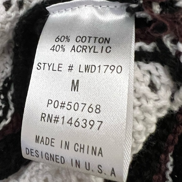 EB Luxe Los Angeles Blk/Wht/Purple Open Weave Crochet Maxi Dress M - Picture 12 of 12